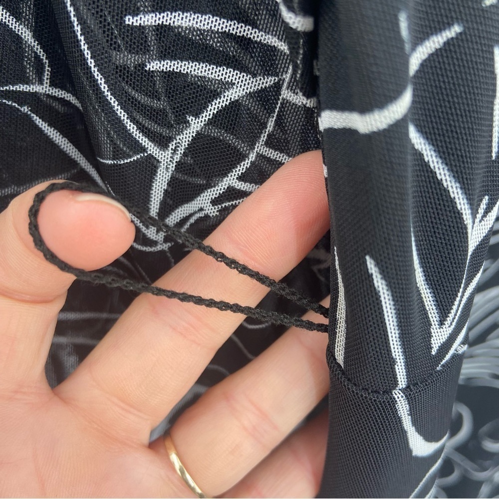 Joseph Ribkoff Surplice Wrap Midi Dress Black and White Palm Tropical Print 10 - Picture 9 of 13